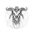 ram skeleton with long horns tattoo design idea
