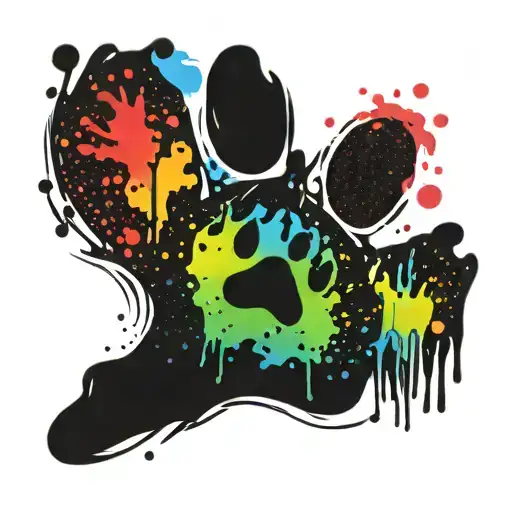 Dog paw print rainbow watercolor splash tattoo tattoo design idea