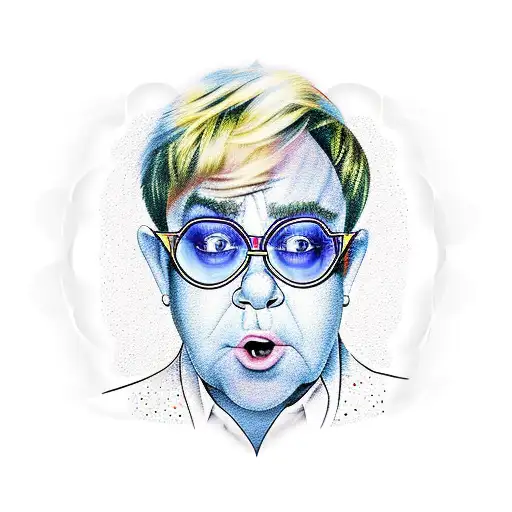 Elton John  spirals in glasses tattoo design idea
