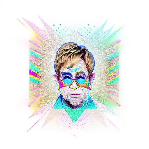 Elton John  with geometric design tattoo design idea