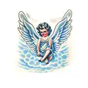 angel sittning on clouds tattoo design idea