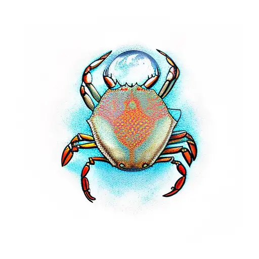 Crab and Moon  tattoo design idea