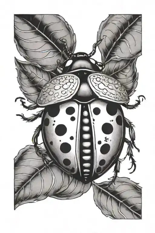 ladybug flying tattoo design idea