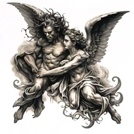 angels vs demons tattoo design idea