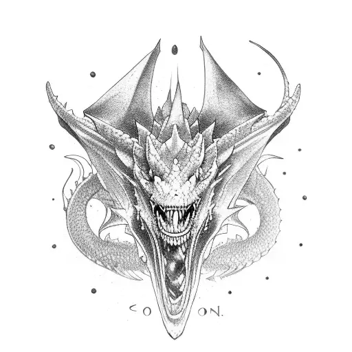 Dragón Con colores verde oscuro, verde claro, blanco, gris y negro tattoo design idea