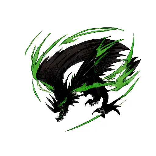 Dragón Con colores verde oscuro, verde claro, blanco, gris y negro tattoo design idea