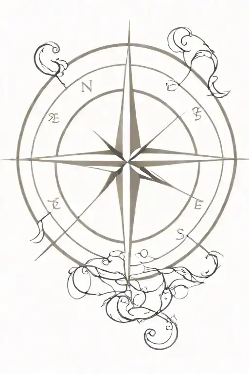 compass design featuring anchor intertwined tattoo design idea