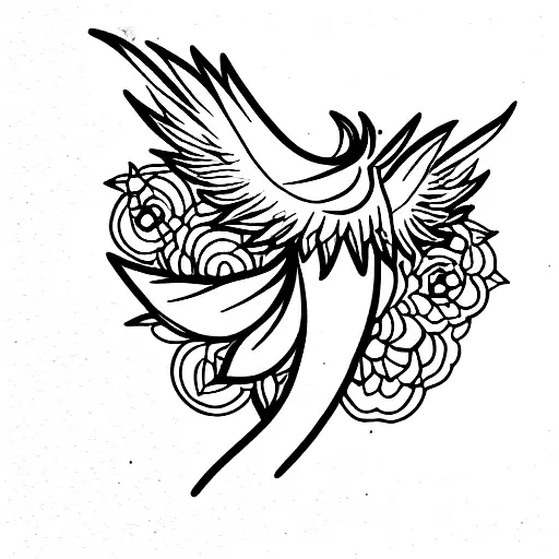 femenino, floral, Phoenix, colorfull tattoo design idea