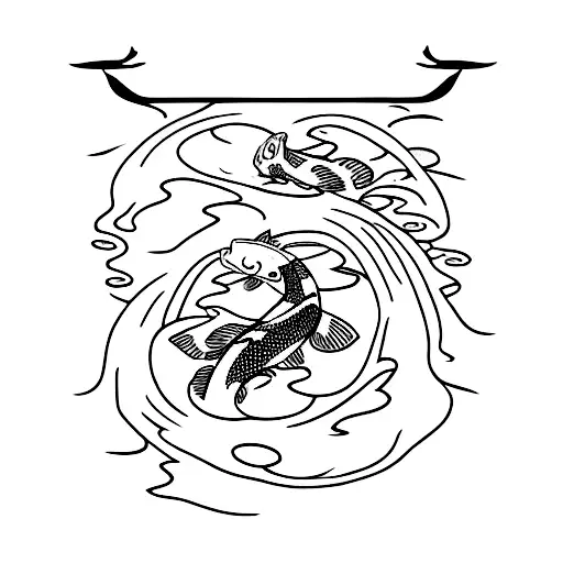 two koi fish with my last name jin tattoo design idea