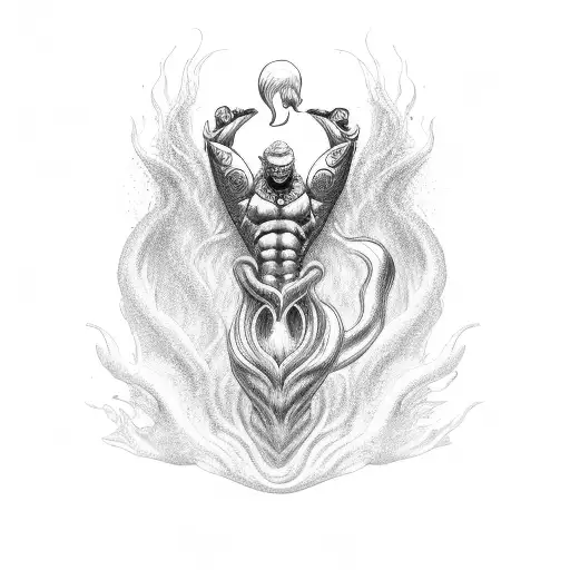 merman con tridente tattoo design idea