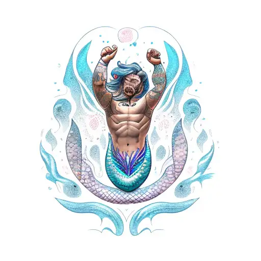 merman tattoo design idea