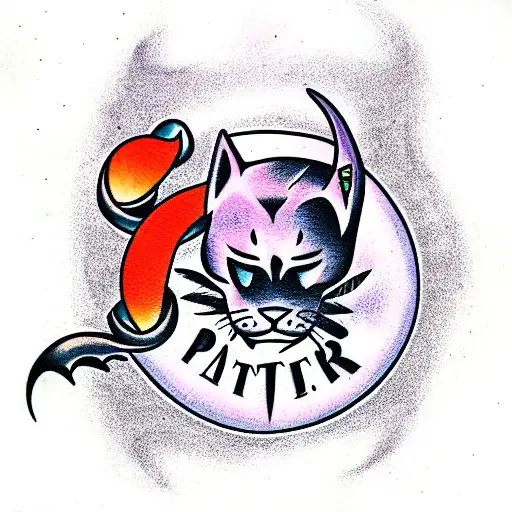 panther with dagger tattoo design idea