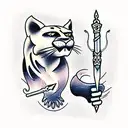 panther with dagger tattoo design idea
