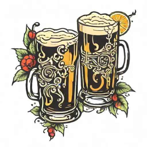 2 beer glasses tattoo design idea