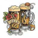 2 beer glasses tattoo design idea