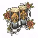 2 beer glasses tattoo design idea