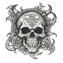 skull demon satanic tattoo design idea