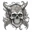 skull demon satanic tattoo design idea