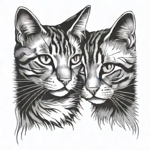 bonny and clyde as cats  tattoo design idea