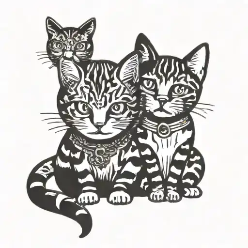 bonny and clyde as cats  tattoo design idea