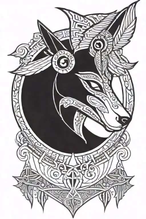 anubis isis wings eye symbol integrated tattoo design idea
