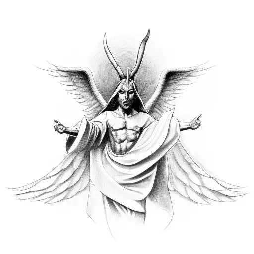 Angel Gabriel derrotando a satanás  tattoo design idea