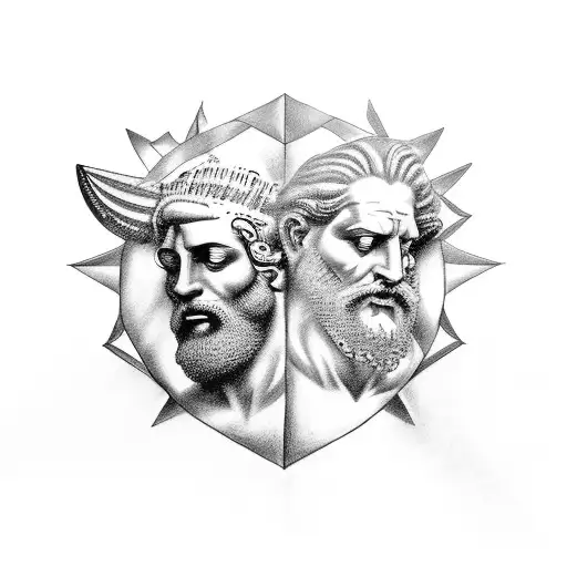 Zeus vs Cronos  tattoo design idea
