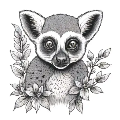 happy lemur tattoo design idea
