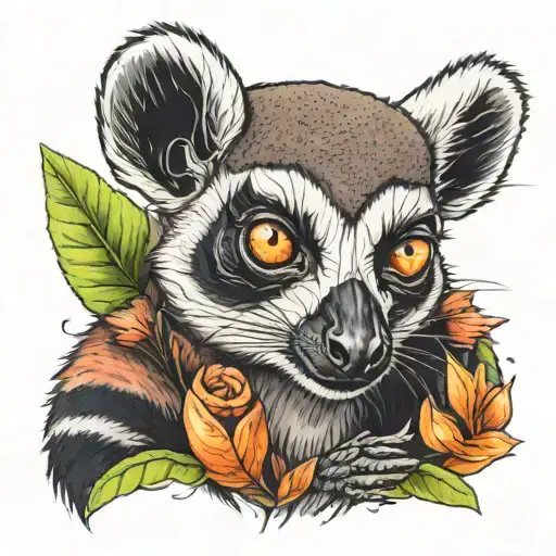 happy lemur tattoo design idea