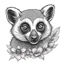 happy lemur tattoo design idea