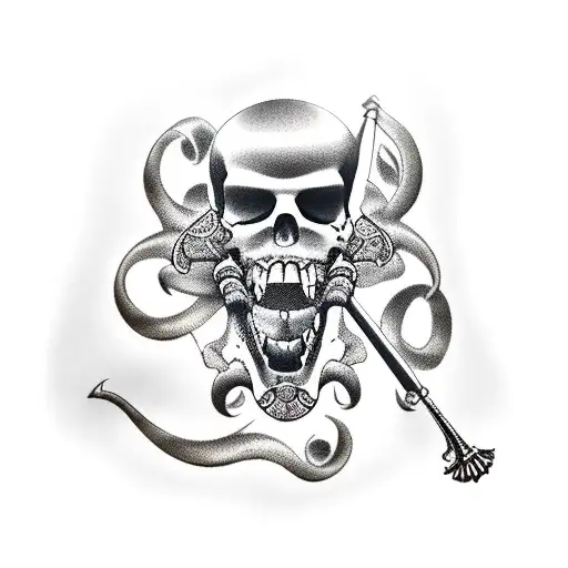 jolly roger with uk coarse fishing influence tattoo design idea