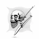 jolly roger skull with crossed carp fishing rods tattoo design idea