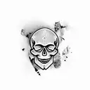 skull necklace tattoo design idea