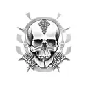skull necklace tattoo design idea