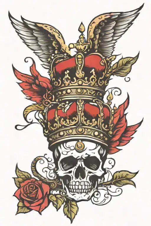 Crown with wings spread tattoo design idea