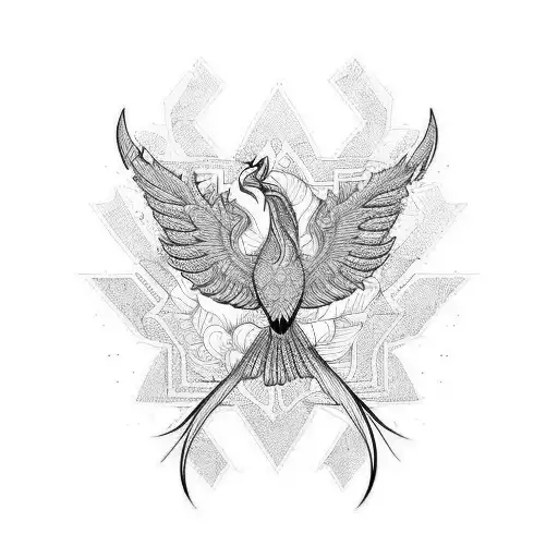 Phoenix, symmetric tattoo design idea