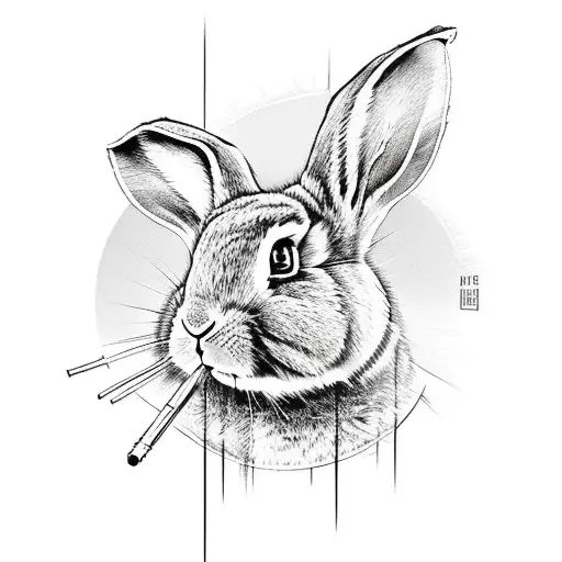A rabbit warrior with HVACR tools as weapons tattoo design idea