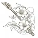 A creative tattoo design combining elements of art and agriculture, such as a paintbrush and a shovel intertwined with vines and flowers tattoo design idea