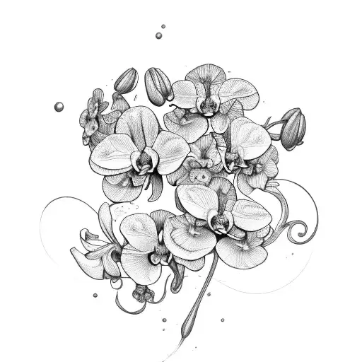 Make me a tattoo of this flowers:geranium, Antirrhinum,orchid tattoo design idea