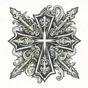 get a black cross tattoo on your arm between your elbow and shoulder (like John Cooper from the group Skillet) and another tattoo on your neck - in the form tattoo design idea