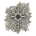 get a black cross tattoo on your arm between your elbow and shoulder (like John Cooper from the group Skillet) and another tattoo on your neck - in the form tattoo design idea