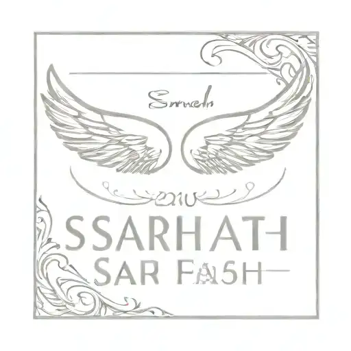 simple wings around the name sarah  tattoo design idea