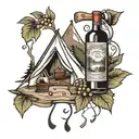 wine camping anniversary date tattoo design idea