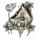 wine camping anniversary date tattoo design idea