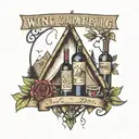 wine camping anniversary date tattoo design idea