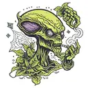 alien smoking weed tattoo design idea