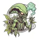 alien smoking weed tattoo design idea