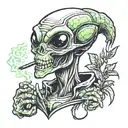 alien smoking weed tattoo design idea