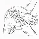 the hands of god and adam from the painting "creation of adam" with a cross in the middle tattoo design idea