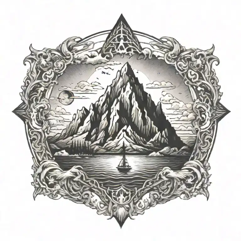 ocean mountain  tattoo design idea